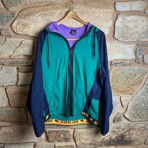 Nike Teal and Navy Windbreaker with Purple Hood